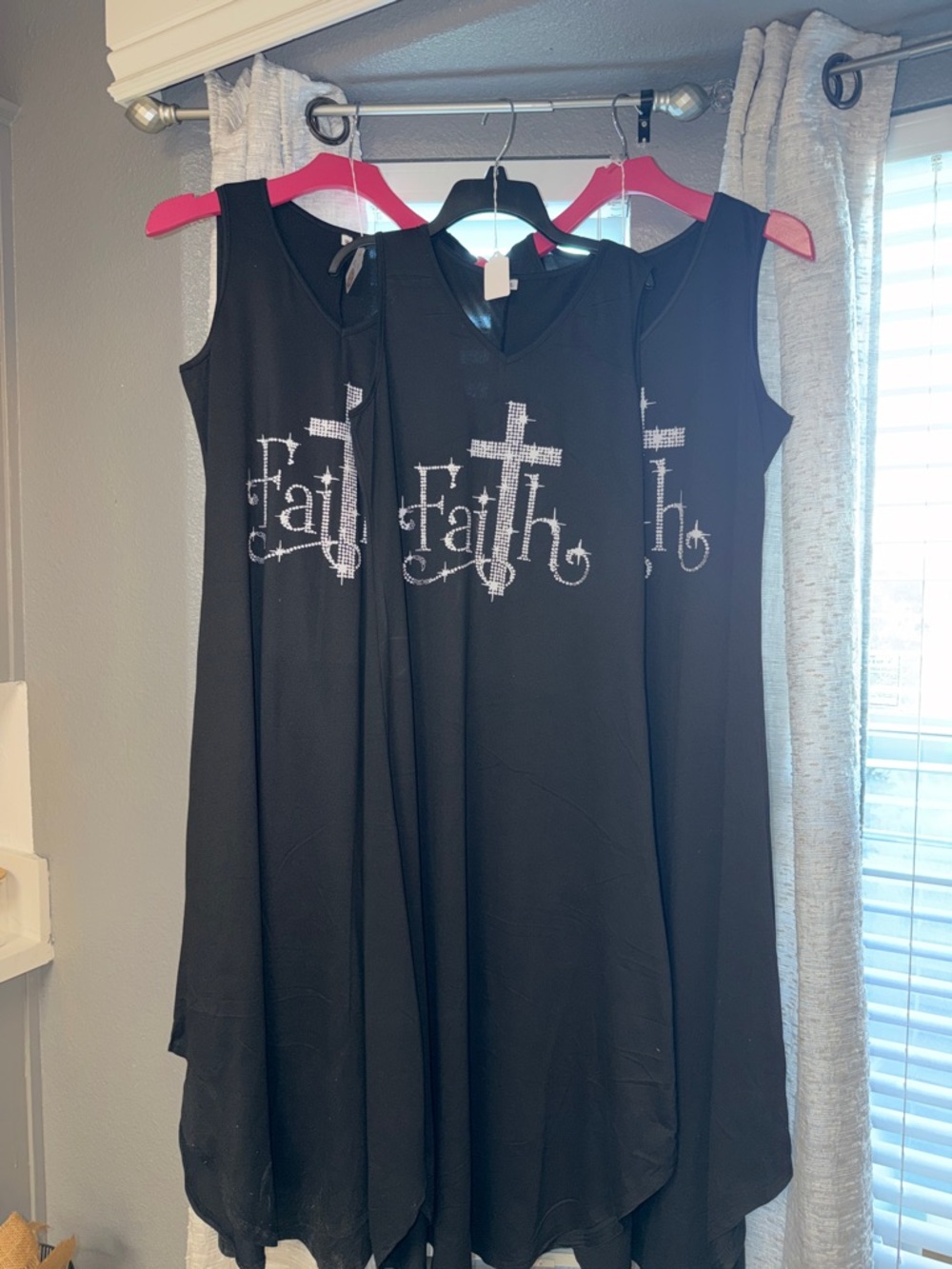 Black Sleeveless Faith Cross Tunic Dress